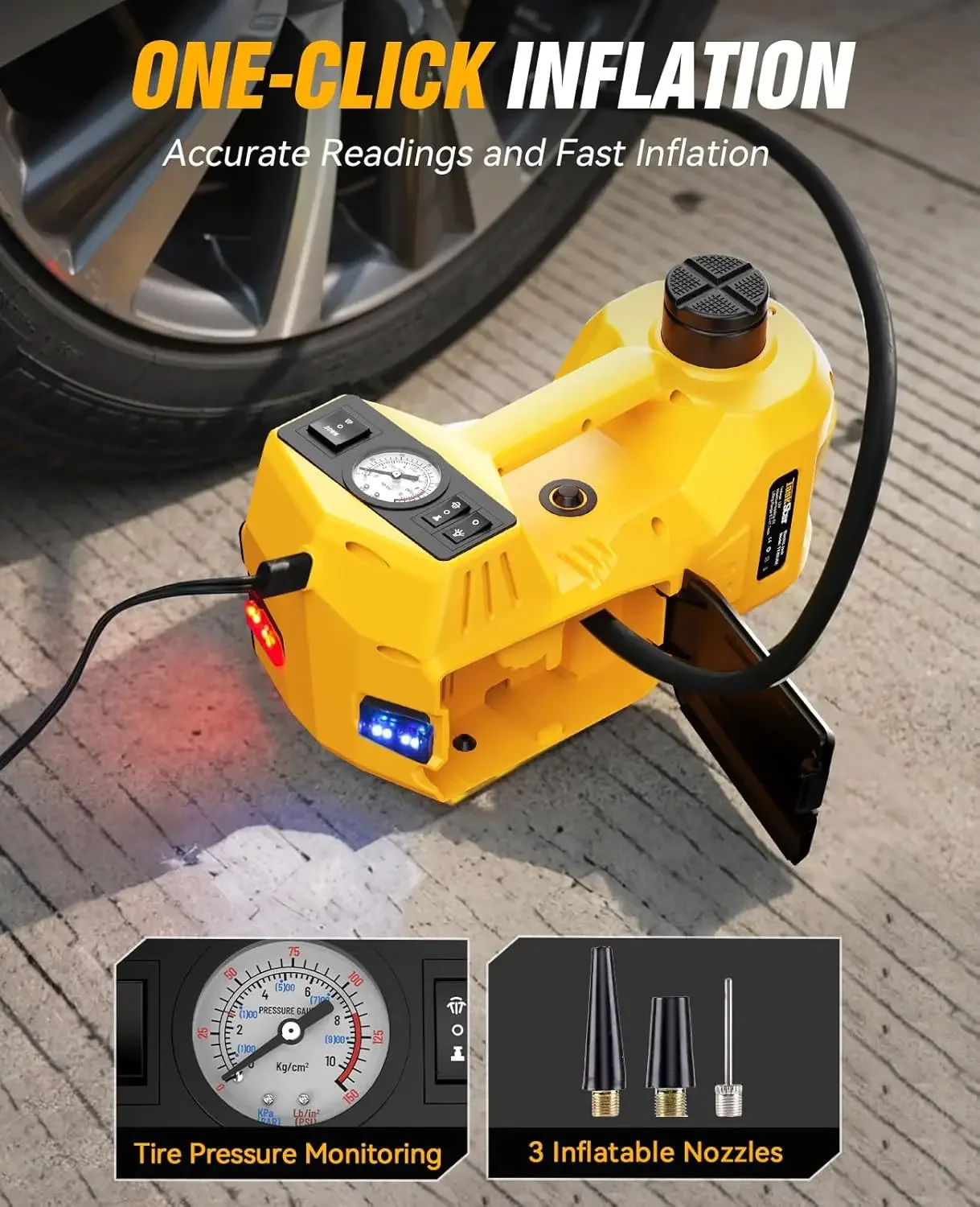 Kit Jack Mobil Listrik Taskstar 5 Ton 12V Hidrolik dengan Kunci Impact Listrik untuk SUV MPV Sedan Truk Perbaikan Garasi Ban Pengganti