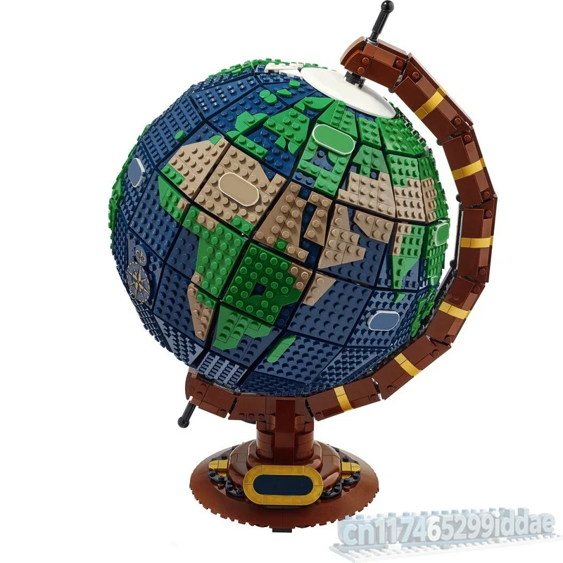 2585Pcs Rotating World Globe Building Blocks Geography Model DIY Assembly Educational Home Decoration Collection Display Gifts