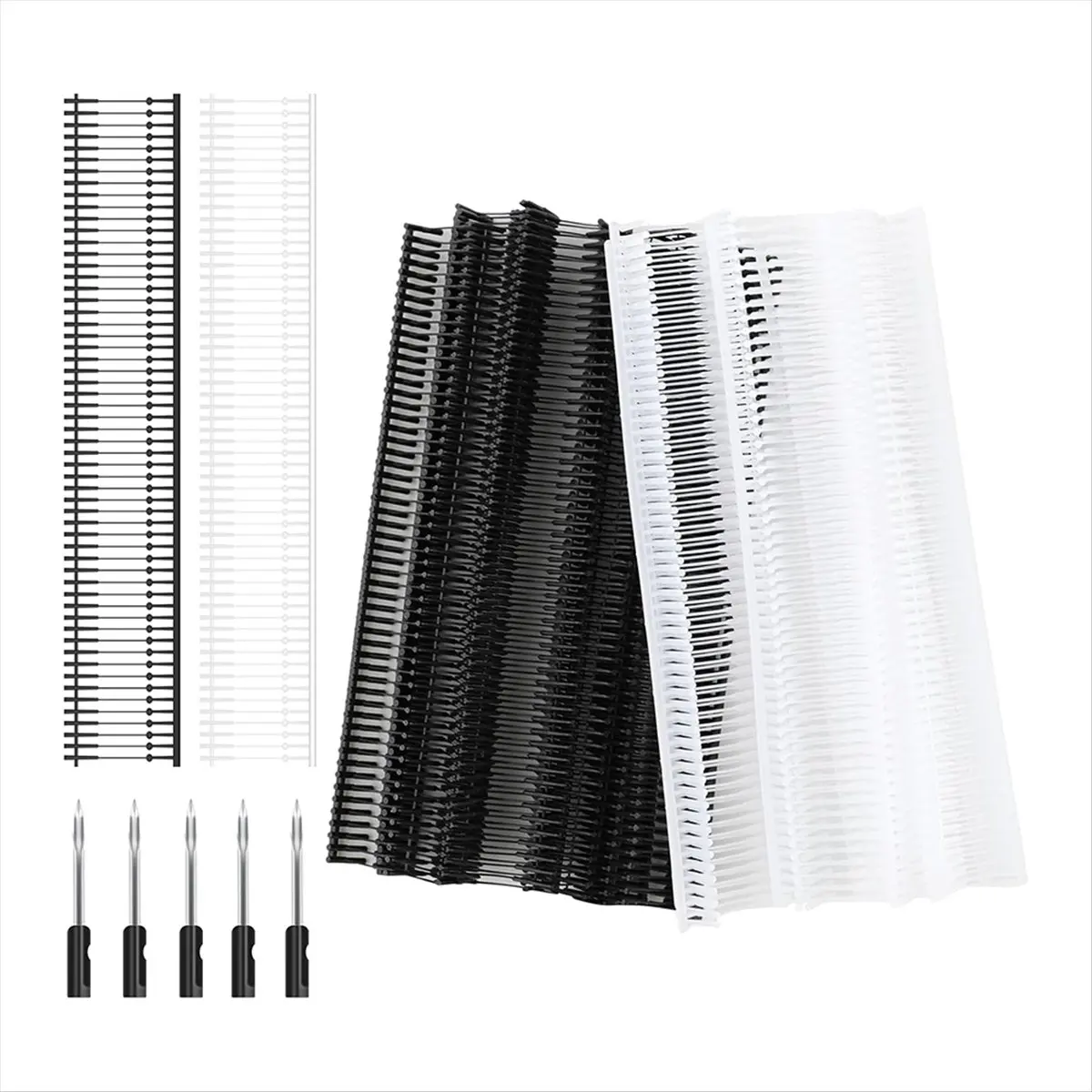 REST Mini StitchGun Fasteners,2400Pcs Fixer TaggingGun Barbs Attachments with 5 Pcs Extra Fine Needles(Black/White, 0.4 Inch)