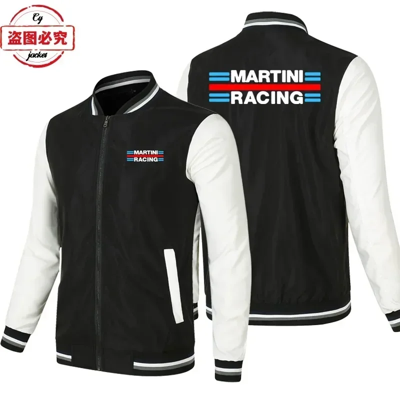 Martini Racing Logo Printed Racing Suit Long Sleeved Men's Top Stand Up Collar Zipper Jacket Workwear Group Wear European Sizes
