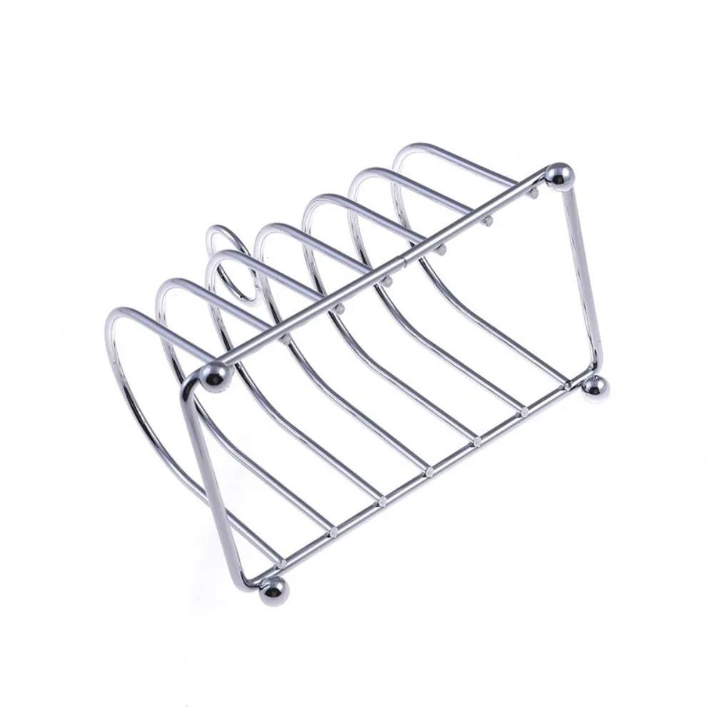 6 Slots Bread Rack Stainless Steel Loop Carry Handle Slices Toast Rack Durable Ball Feet Cooling Cooling Holder Sponge