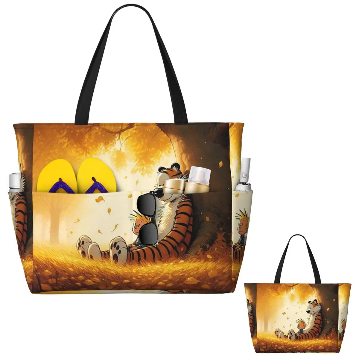 

Calvin Hobbes Classic Beach Tote Bag Sport Gym Yoga Duffle Large Tote Bag Women Travel Bag Fitness bag