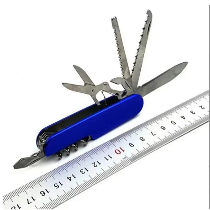 11 IN 1 Multi-purpose Knife Multitools Stainless Steel Folding Knife Wood Handle Outdoor Keychain Pocket Knife Tools