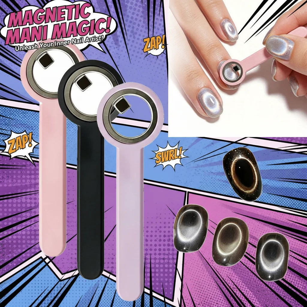 

Circular Cat-Eye Nail Magnet Tool, Powerful Magnetic Ring Design with Ergonomic Handle for Hollow Circle Nail Art