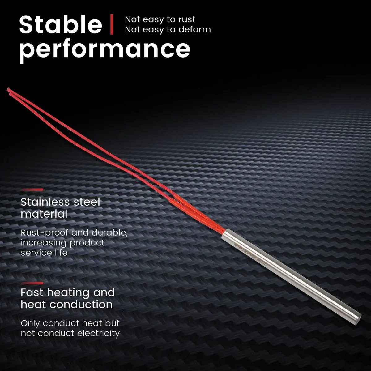 #18D Electric resistance 220 VAC 500 W Cartridge heater 10 x 120 mm,Cartridge heater,(stainless steel, PVC, nylon)