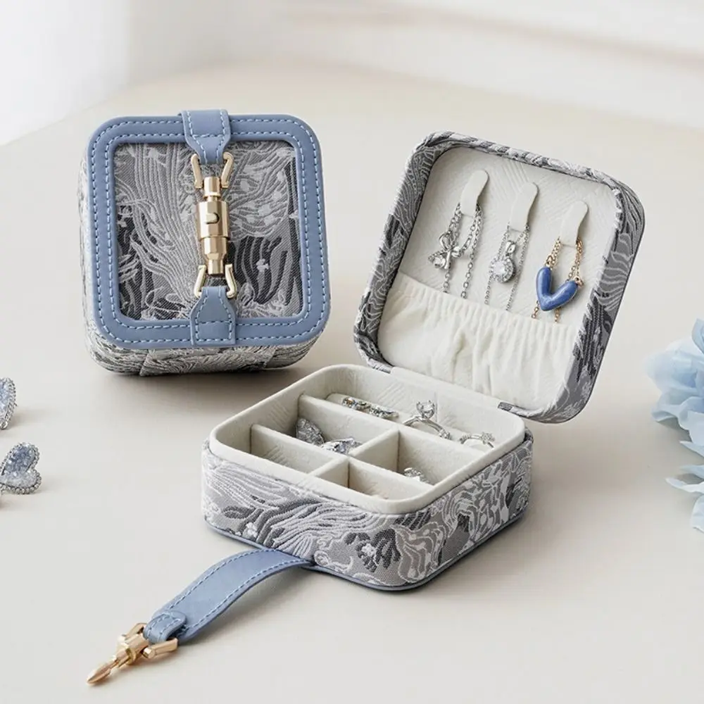 Embroidery Jewelry Packing Box Large Capacity Necklace Jewelry Display Box Flower Organizer Earrings Storage Case Vacation
