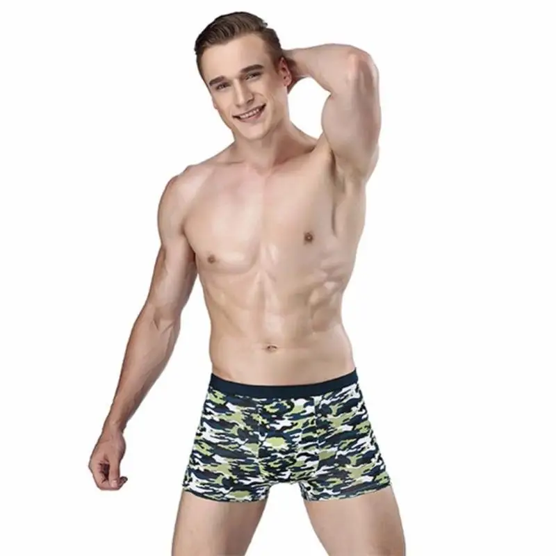 8pcs/Lot Men\'s Underwear Fashion Trend Comfortable Soft Fabric Boxer Shorts Mid Waist Striped Camouflage Breathable Boxer Shorts