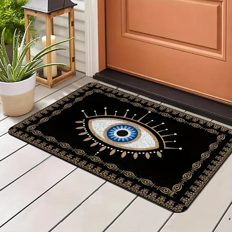 Felpudo antideslizante con diseño de mal de ojo para sala de estar, dormitorio, cocina, balcón, alfombra con patrón de ojo de entrada