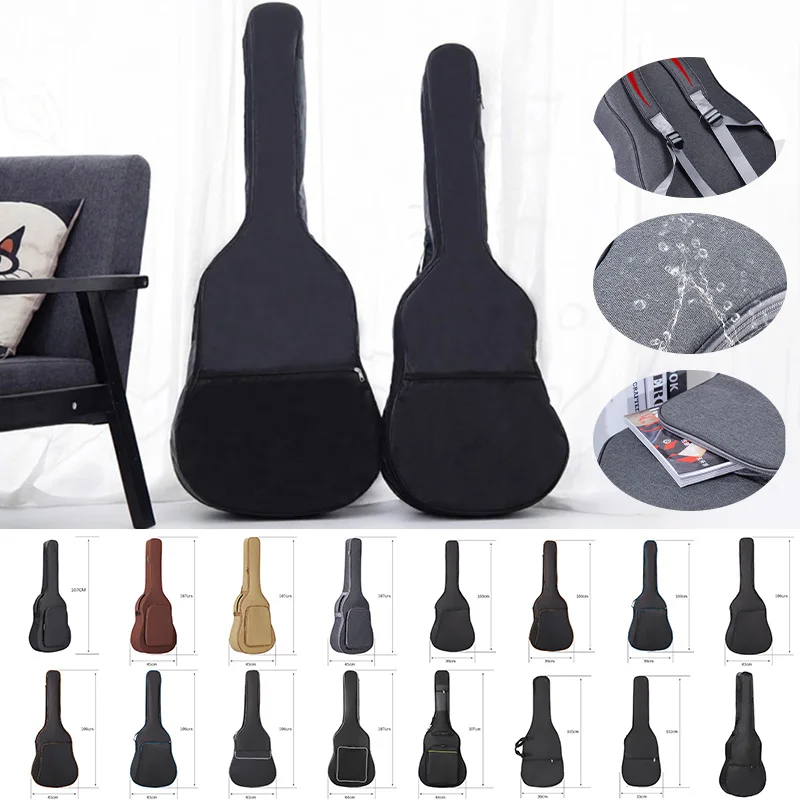 21-41in Guitar Universal Oxford Fabric Waterproof Guitar Case Double Shoulders Padded Backpack Bass Musical Instrument Carry Bag