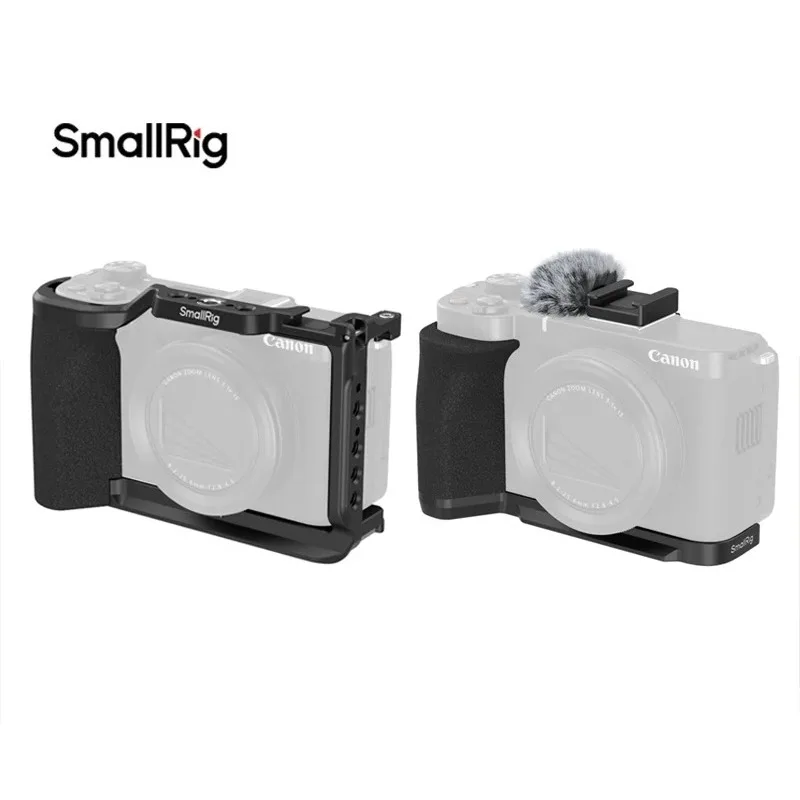 SmallRig 5808 para Canon PowerShot V1, Jaula Básica/Asa en Forma de L con Asa de Silicona, Placa de Liberación Rápida Arca-Swiss 5807