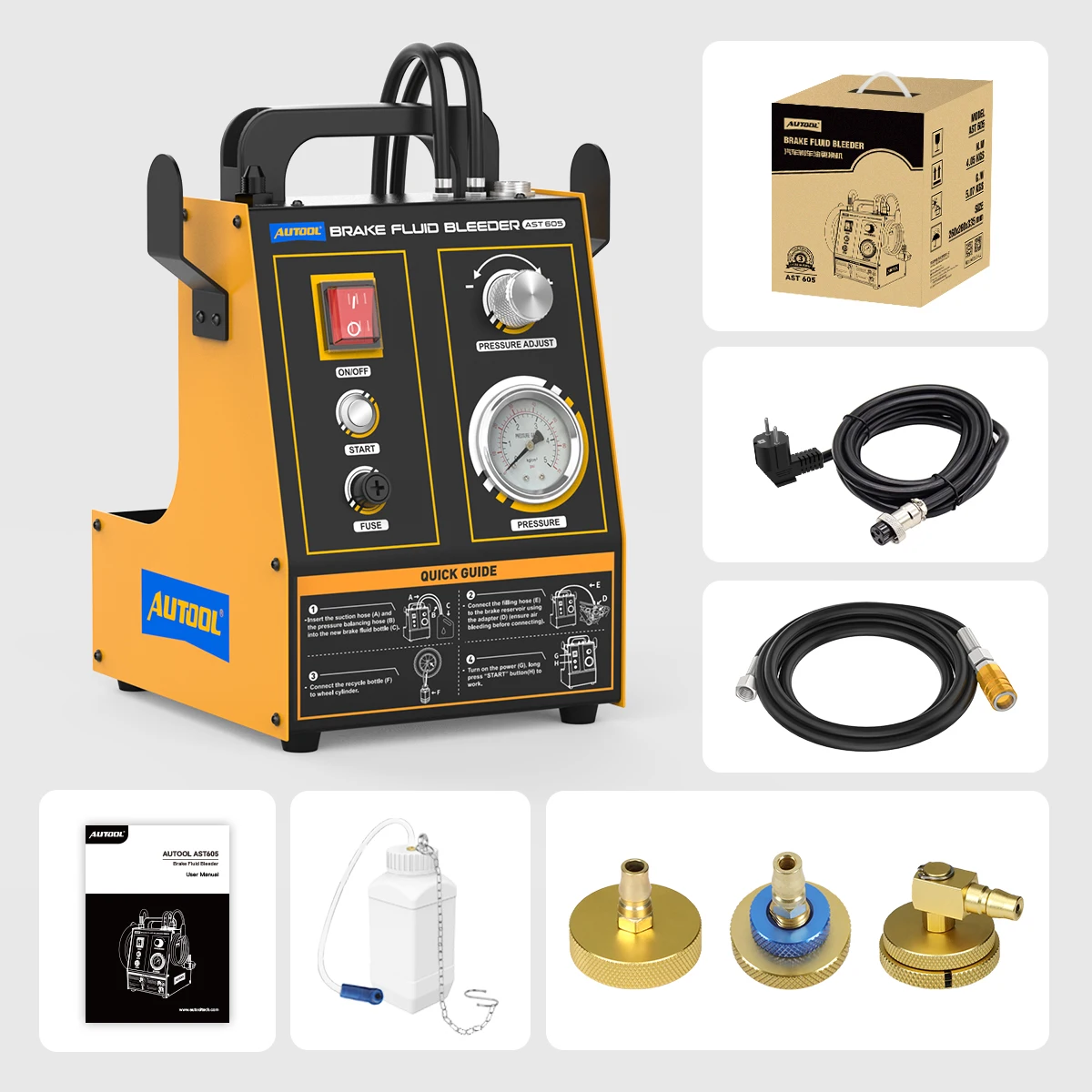 AUTOOL AST605 مبدل زيت الفرامل مبادل مضخة زيت الفرامل مبادل زيت فرامل السيارة تطهير مضخة زيت السيارات الفرامل مبادل زيت