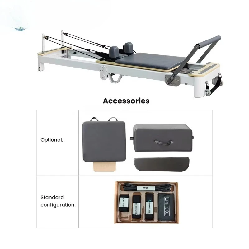 CE Approved Quiet Pilates Reformer - Foldable Aluminum Rehabilitation Training Machine for Home & Studio view 4