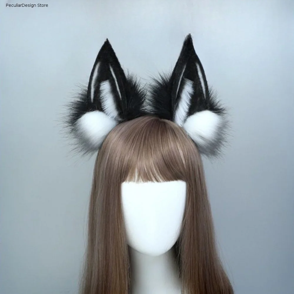 Cute Lolita Cat Ears Headband Animals JK Wolf Dog Hair Band Hair Hoop Plush Furry Cosplay Headwear Girls