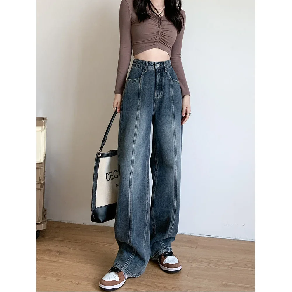 Stretch Vintage Jeans for Women High Waist Boyfriend Jeans Women Denim  Pants Straight Pants Washed Trousers Streetwear Jeans