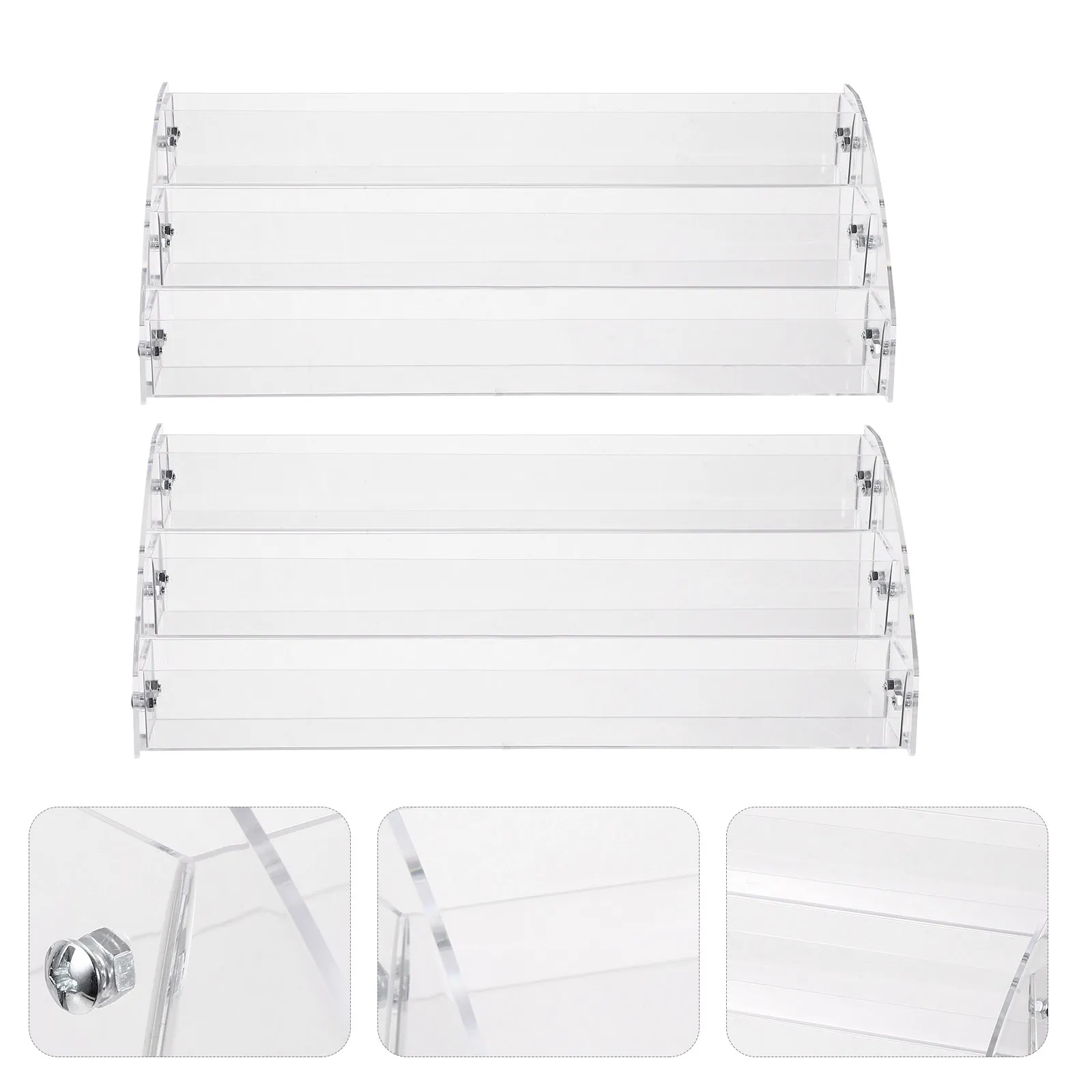 2Pcs Clear Multi-Layer Nail Polish Organizer Display Rack for Nail Art Tools Essential Oil Bottles Lip Gloss Lipsticks Cotton