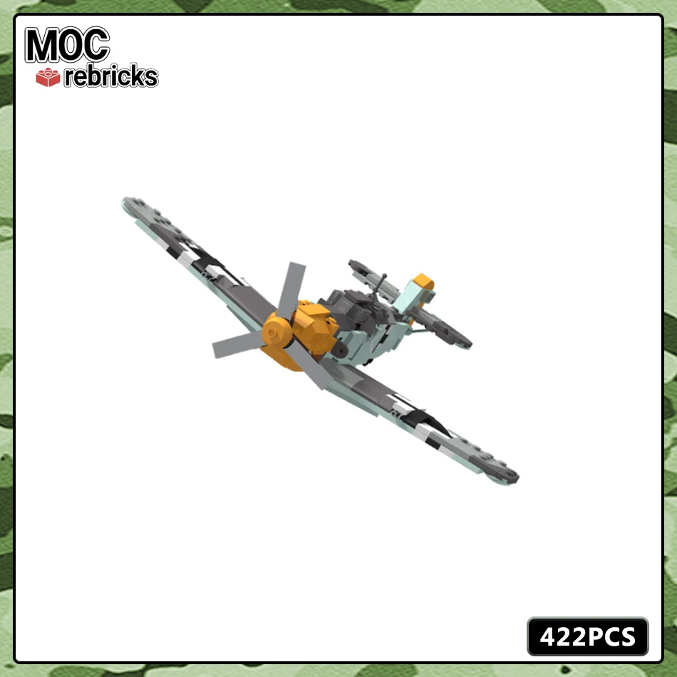 MOC Space War Series Model klocków konstrukcyjnych Messerschmitt BF 109E-4 Zestaw broni lotniczych Oryginalność DIY Prezent dla dzieci Zabawki edukacyjne