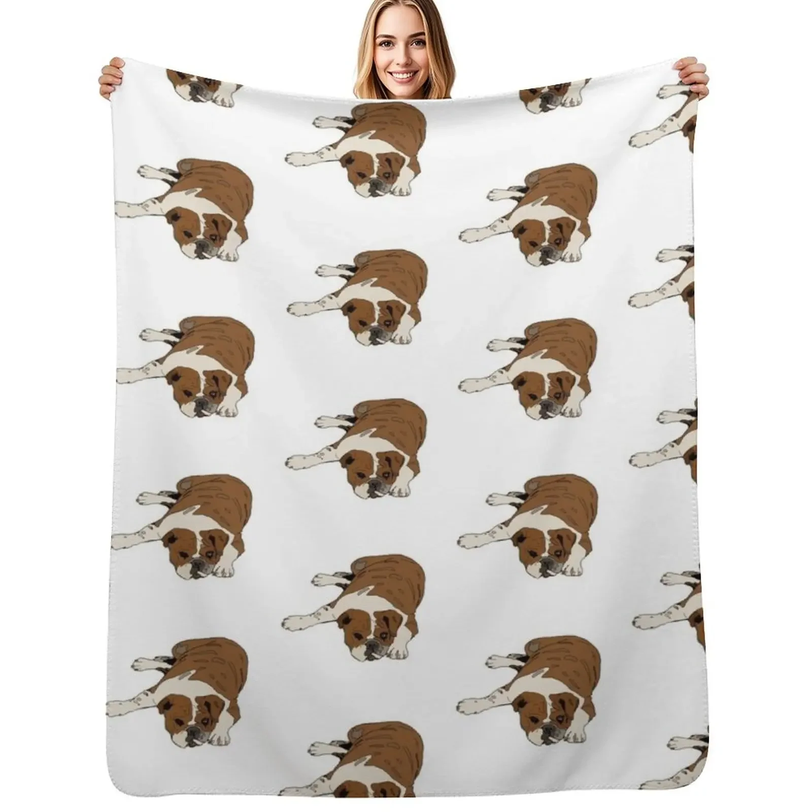 

English Bulldog Throw Blanket Bed For Decorative Sofa for winter Cute Blanket