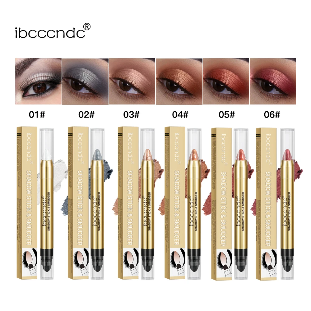 6Colors Waterproof Bling Dual Head Eyeshadow Pen Shimmer Glitter Eye Shadow Pallete Stick Smoky Eyes Makeup