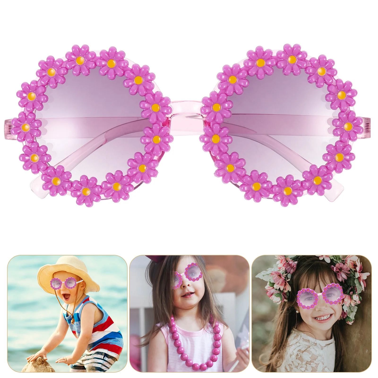 

Children Flower Durable Kids Eyeglasses Pink Sunglasses Glasses Props Decor Girls Beach Props Decor Party Gift