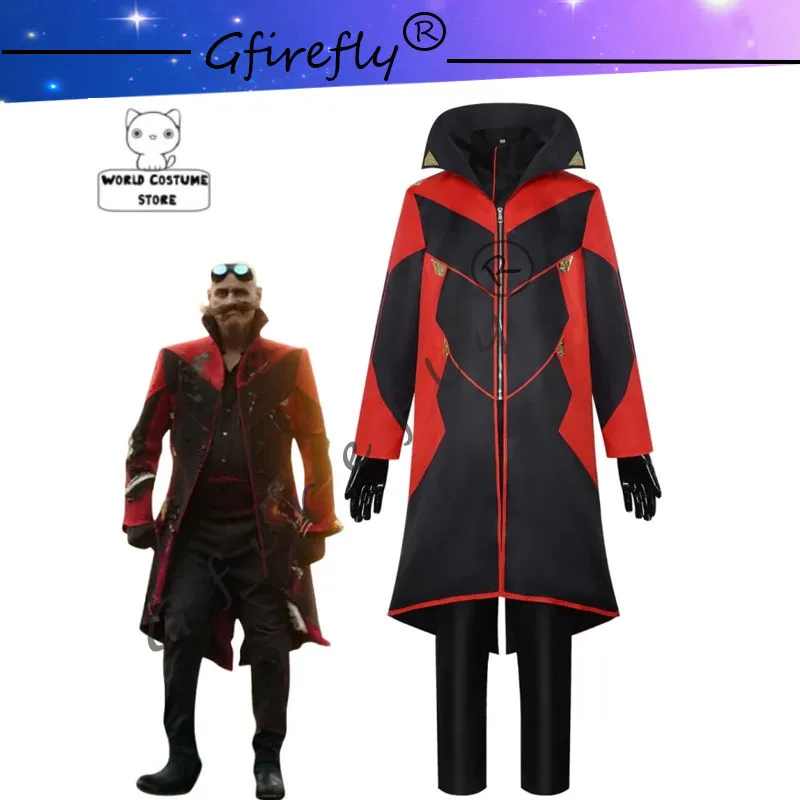 

Anime movie Hedgehog Dr Eggman Cosplay Jacket Pants Costume Men Ivo Robotnik Trench Uniform Halloween Party Clothes Man Sonic