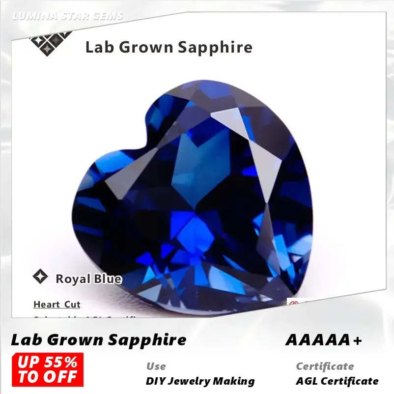 

F-Lab Grown Sapphire Royal Blue Color Heart Cut AAA+Clarity Gems For Jewelry Setting&Custom Design Selectable Certificate