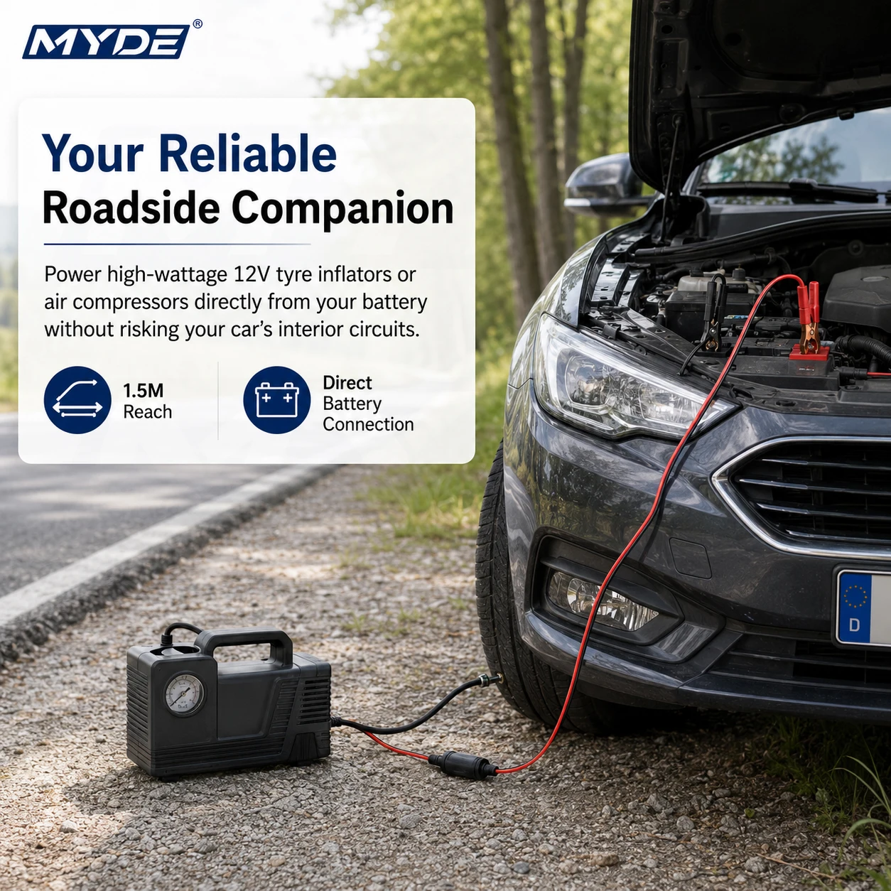 12V/24V Batterie-Krokodilklemmen auf Zigarettenanzünder-Buchse Kabel, 16AWG Gesicherter Stromadapter für Auto, Wohnmobil, Boot – Detail 4