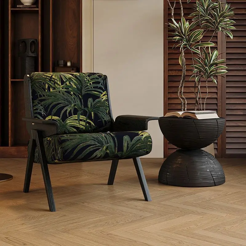 French antique lazy living room balcony leisure chair zebra chair solid wood designer single chair