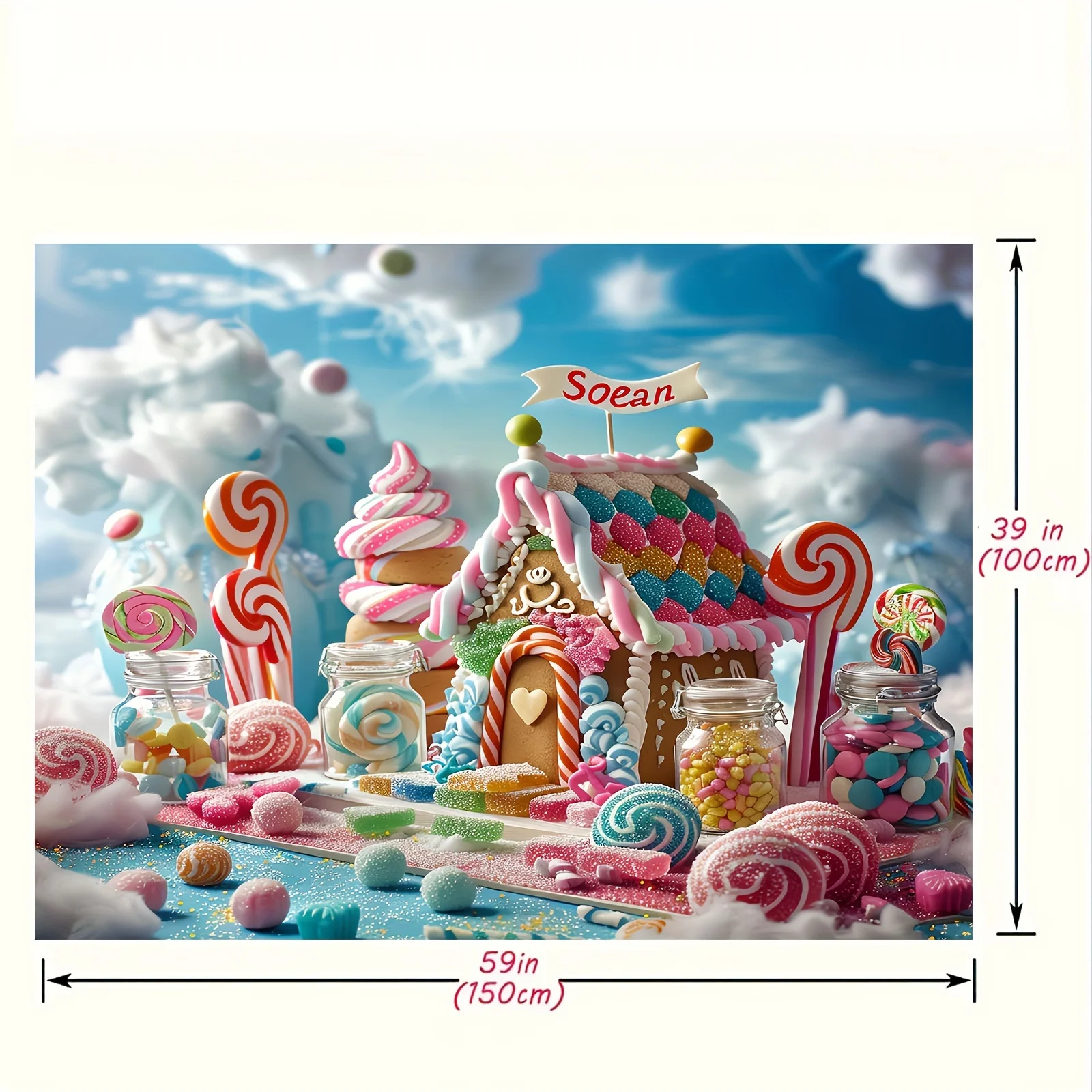 Candyland Fantasy Photography Backdrop - Banner For Birthday, Shower & Party Decorations, Featuring Cute Lollipop