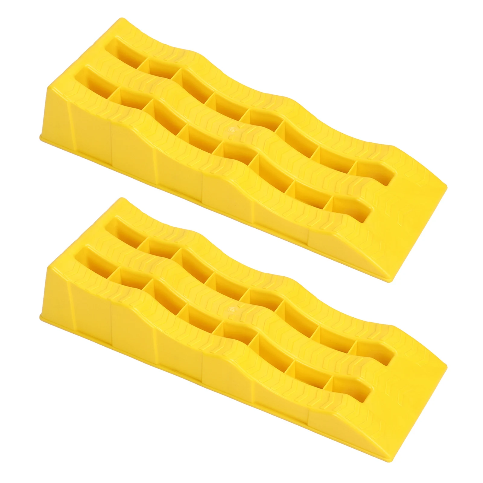 1 Pair RV Leveling Ramps 3 Stage Yellow Trailer Camper Wheel Chocks for Stabilizing Uneven Ground and Parking Camper Leveler