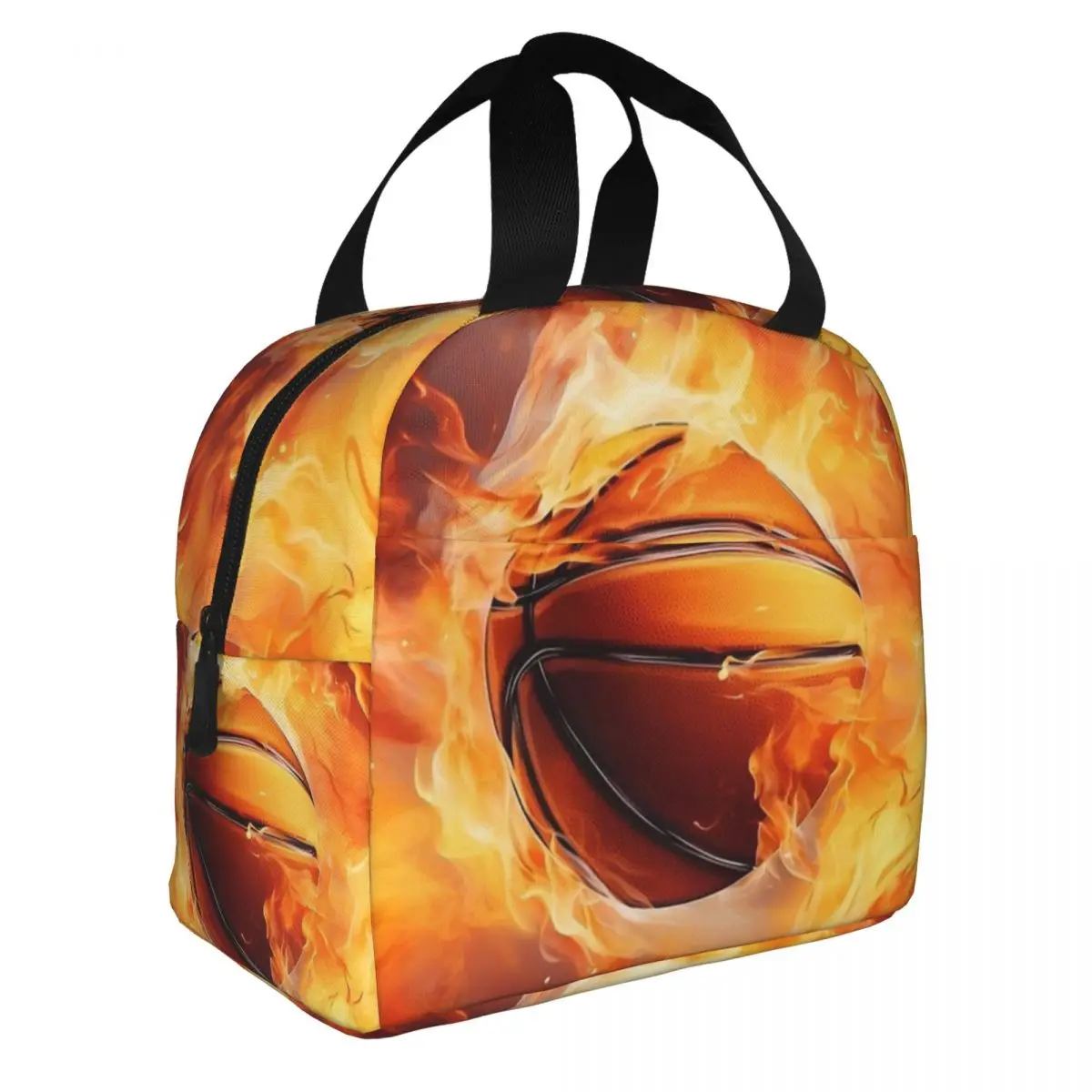 Basketball On Fire Insulated Lunch Bags Leakproof Lunch Container Cooler Bag Lunch Box Tote Work Picnic Men Women