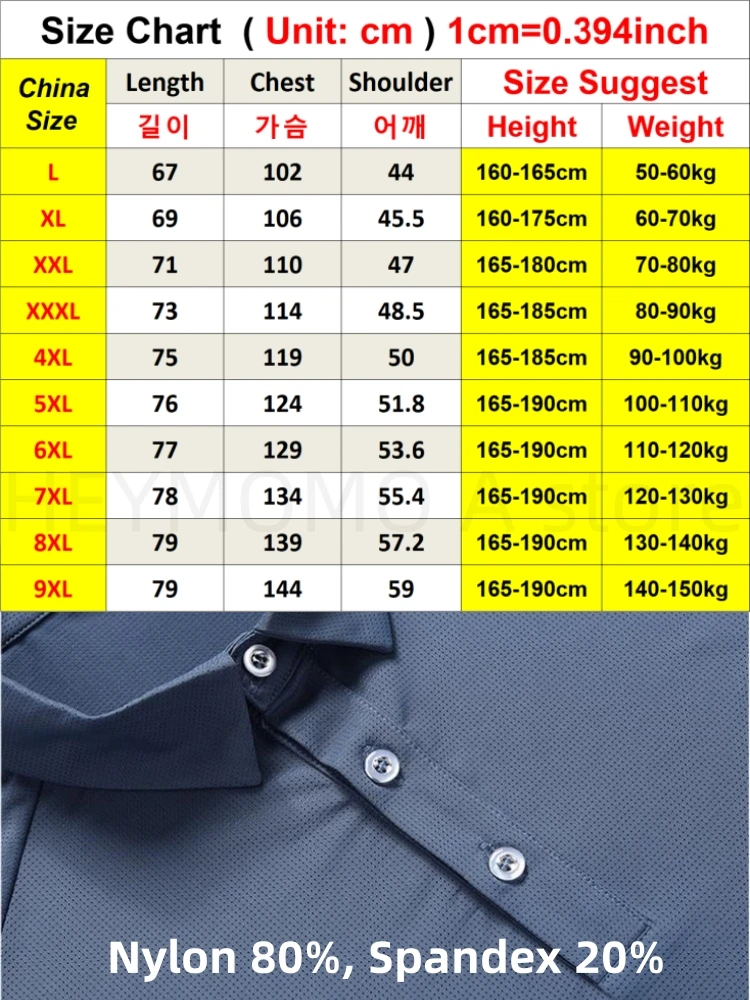 Plus Size 9xl Men\'s Polo Shirt Nylon Spandex Quick Dry Ice Silk Gym Sports Jogging Polo Shirts Red Jersey Golf Shirt 6xl 7xl 8xl