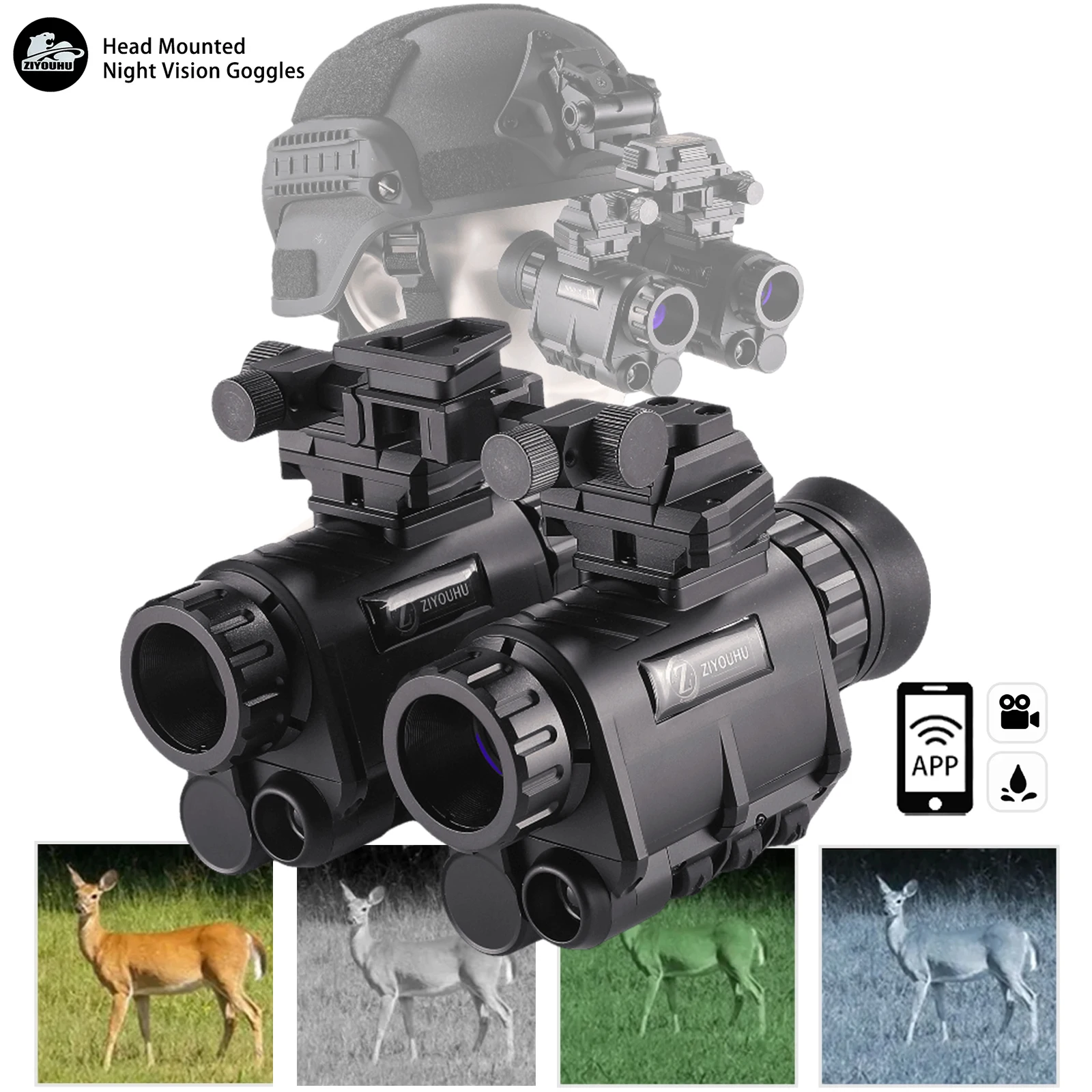 NVG120A Helmet Night Vision Goggle 2560x1440P WiFi IP7 Color Tactical Head Night Vision Binocular Hunting Night Vision Device