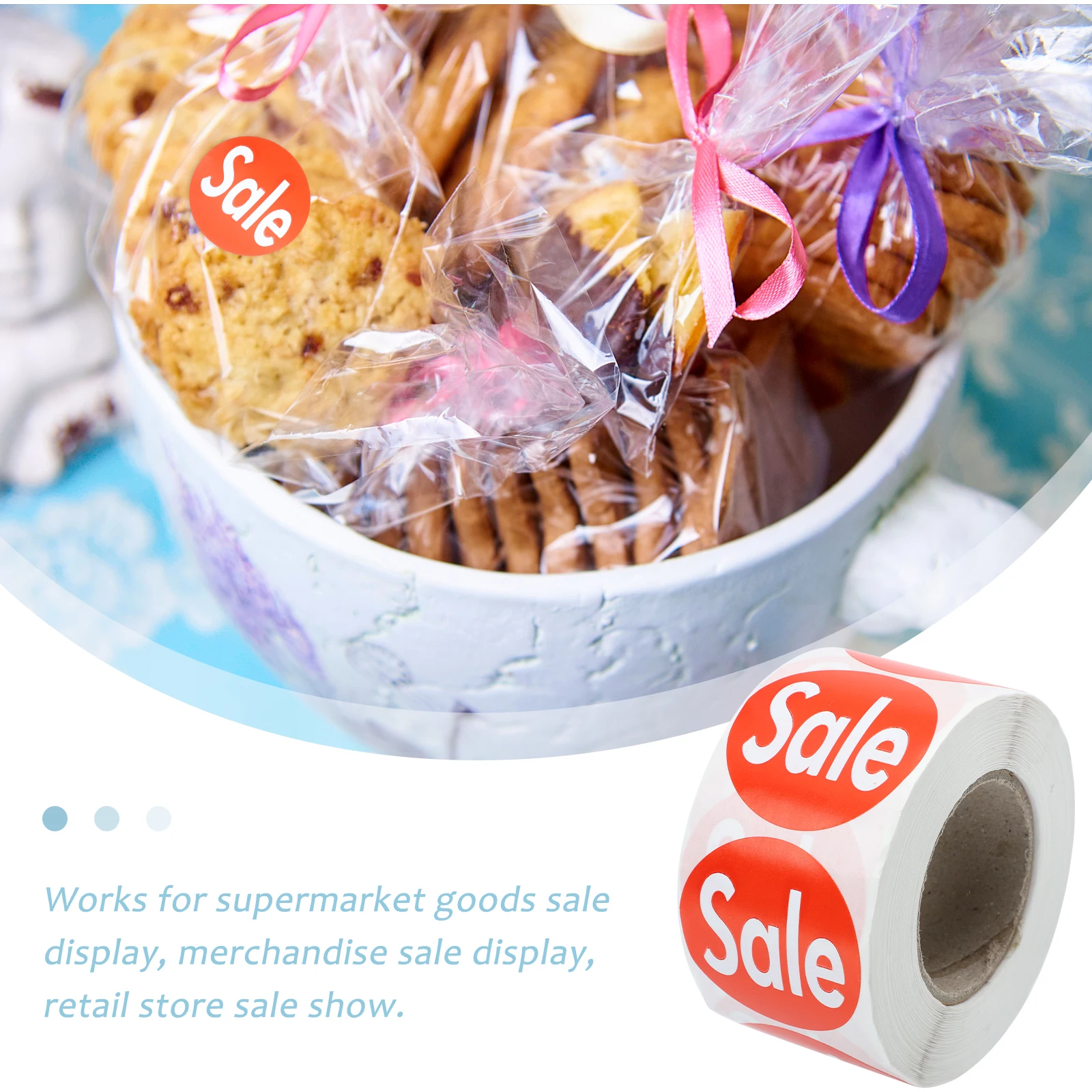 2 Rolls Sales Tag Stickers Strong Adhesive Retail Self adhesive Practical Supermarket Display Confidence Folder Labels