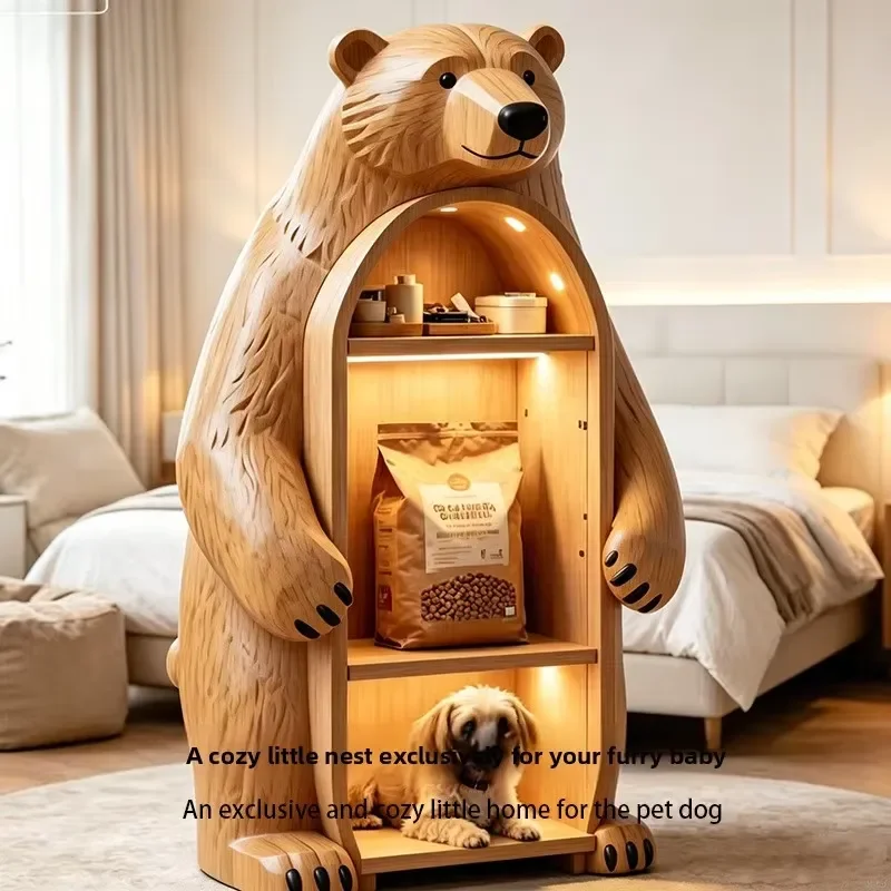 for OEM Custom Cross-Border Pet Furniture Indoor Solid Wood Zodiac Bear Style Pet Villa Cat House