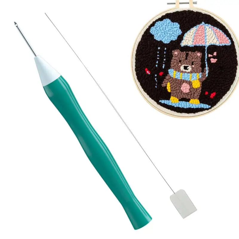 Embroidery Stitching Punch Needle Rug Yarn Punch Needle Handle Embroidery Pen Needle Threader Punch Needle Cloth For Embroidery