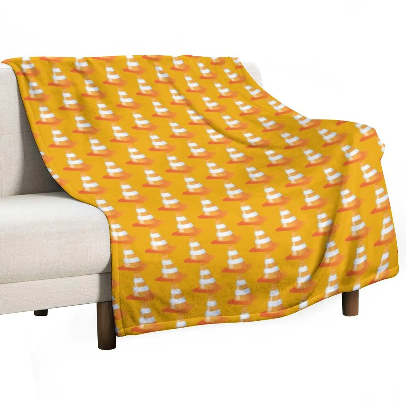 Traffic Cone Funny Road Marker Roadworks Design Throw Blanket Breathable Lightweight Blanket for Adults Kids