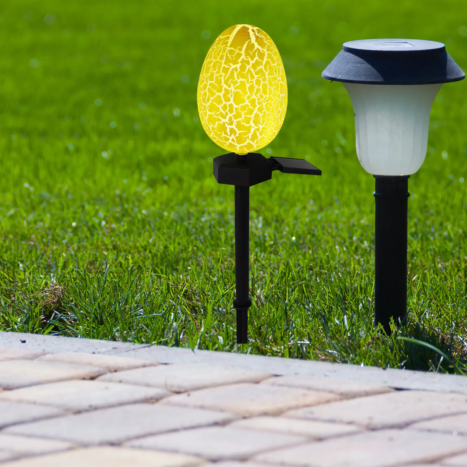 Garden Stake Light Cover Crackle Easter Egg Lampshade Outdoor Yard Solar Powered Replacement Light Cover for Pathway Patio
