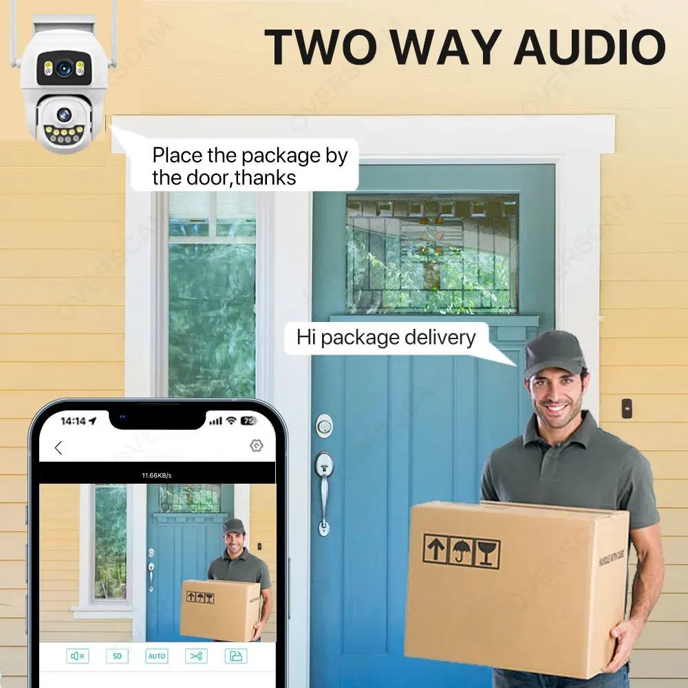 4K 8MP Wifi Camera PTZ Outdoor Dual Lens Dual Screens Human Auto Tracking Security Protection Camera Two-Way Audio EseeCloud App