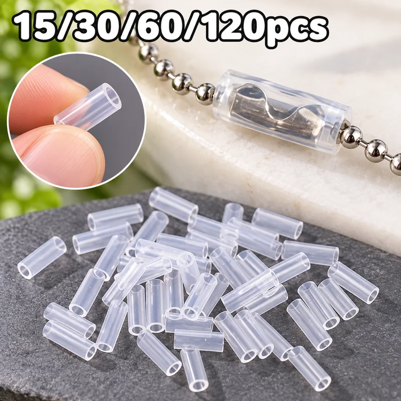 15-120Pcs Acrylic Photo Card Holder Keychain With Bead Chain Anti-Loss Protective Cover DIY Bag Pendant Accessories