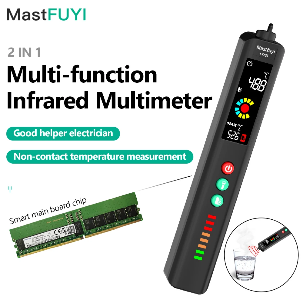 

MASTFUYI Multi-function infrared Multimeter Auto ranging NCV DC AC Voltage Capacitance Ohm Diode Continuity Meter