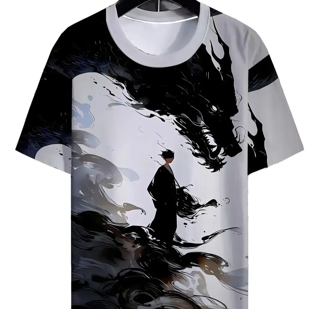 

Men's Animation Dragon 3D Printed T-Shirt Casual Crew Neck Short Sleeve Y2K Men's Clothing Soft Comfortable and Breathable