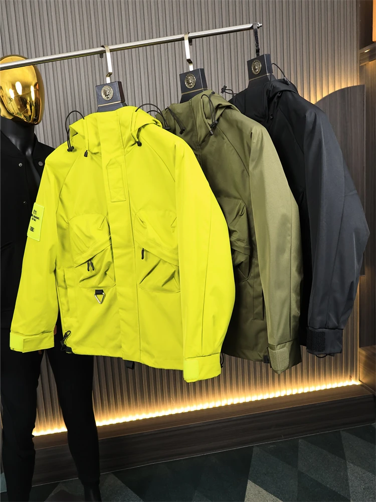 

Heavyweight Men's Hooded Jaet Waterproof Autumn Winter Faion Ci Sle Travel Casual Loose Fit Long Sve Coat