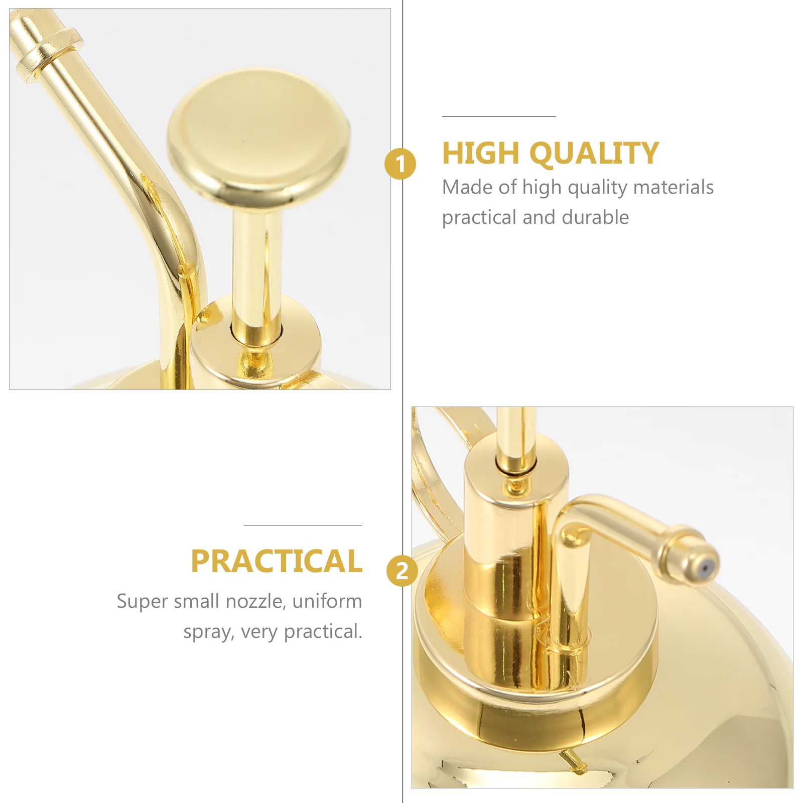 

1pc Stainless Steel Watering Can 1.5L Golden Press Type Garden Sprinkling Pot For Bonsai Plants Gardening Tool Large Capacity