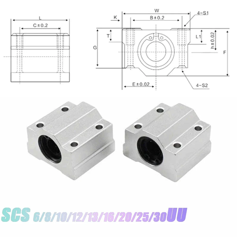 1pcs SCS6UU SCS10UU SCS12UU SCS13UU SCS16UU SCS20UU Linear Ball Bearing Block CNC Router for CNC Printer Shafts Rod parts