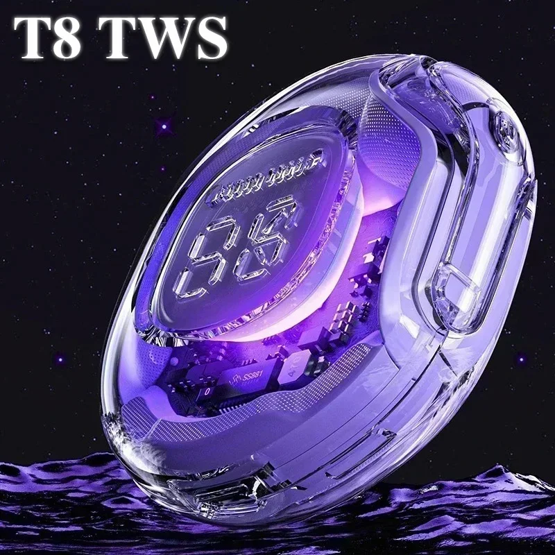 2024 New Wireless Bluetooth Headset T8 TWS Eadphones Sport Gaming Headset Noise Reduction Earbuds Bass Touch Control for Phones