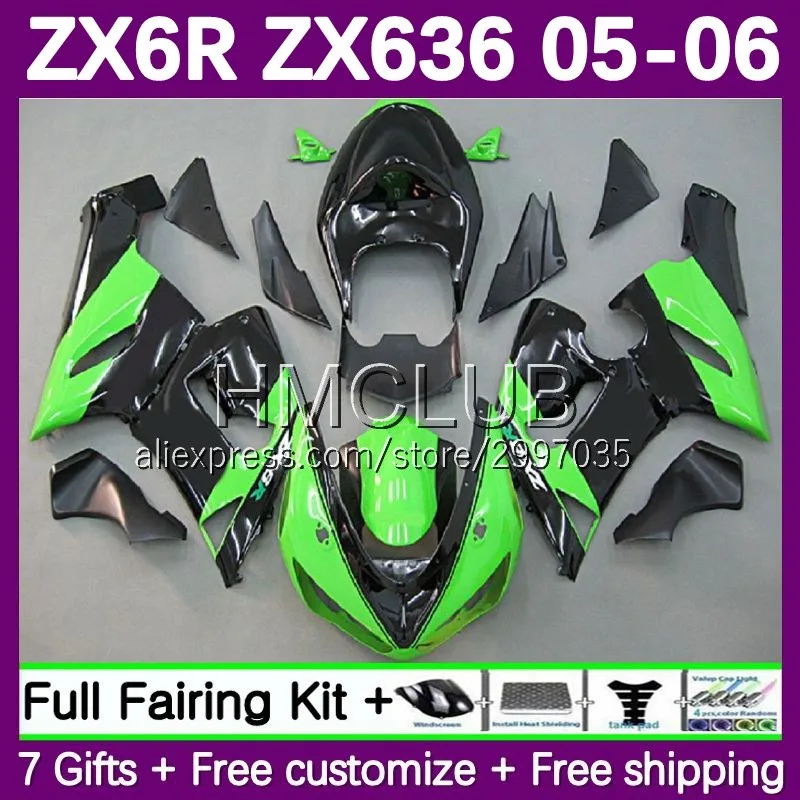 Fairing Kit For KAWASAKI NINJA ZX 6R 600 636 6 R ZX636 ZX6R 05 06 100No.50 ZX600 600CC ZX-6R ZX-636 2005 2006 Body Green blk