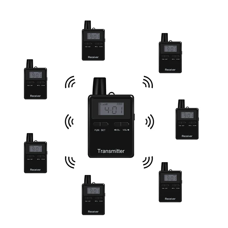 2025 venda quente função repetidora portátil vhf uhf rádio walkie talkie sistema de guia turístico sem fio
