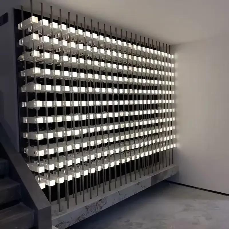 for Luxury Modern Freestanding LED Wine Rack Luminous Acrylic Display Stand Floor Lamp Stainless Steel Rack for Bar Hotel