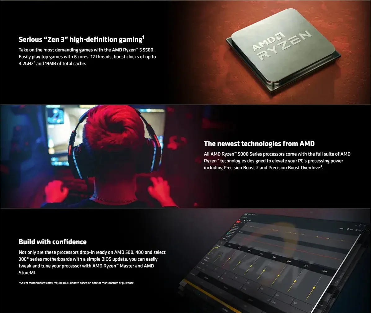 معالج AMD Ryzen CPU Desktop R5 5500 وحدة المعالجة المركزية المتناثرة بدون مروحة #4