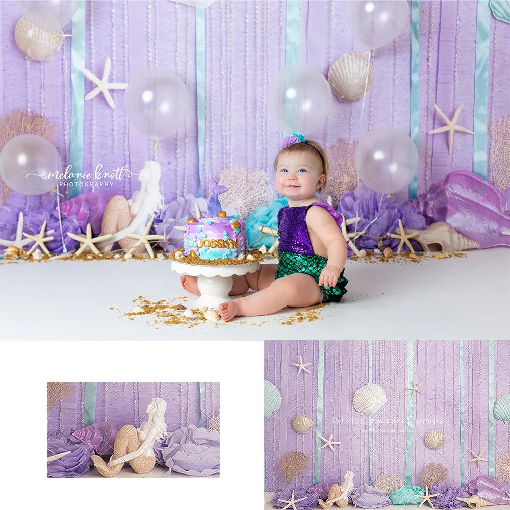 

Mermaid Dreams Backdrops Kids Baby Birthday Cake Smash Photocall Newborn Photo Undersea Mermaids Backgrounds